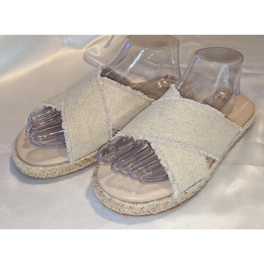 Lane Bryant Dream Cloud Womens Criss-Cross Espadrille Slide Sandals Sz 8W Birch